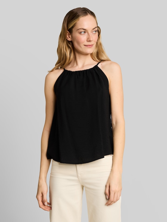 Blouse top with gathers - deep black