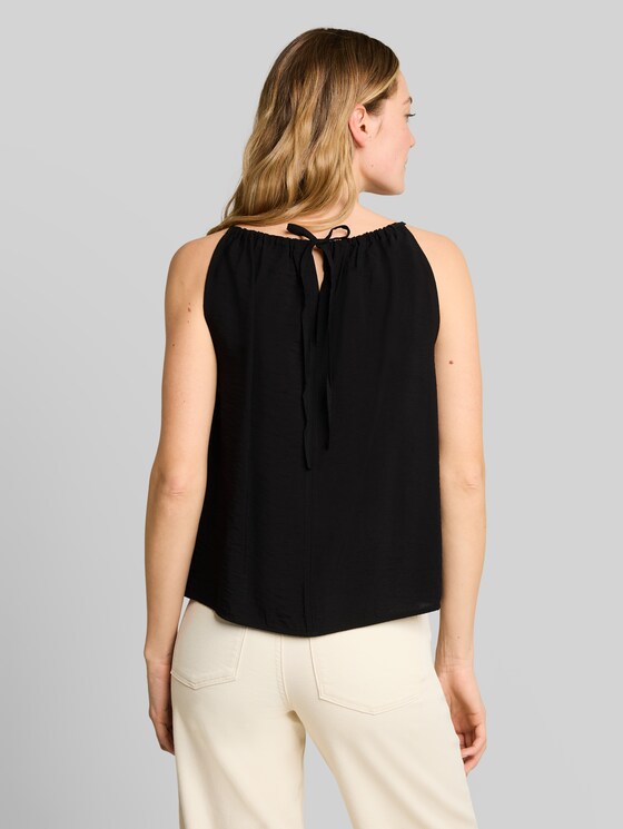 Blouse top with gathers - deep black