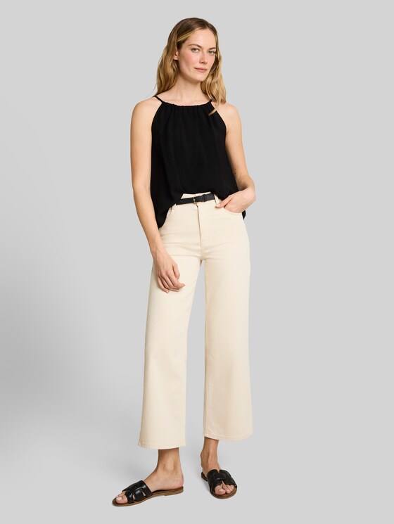 Blouse top with gathers - deep black