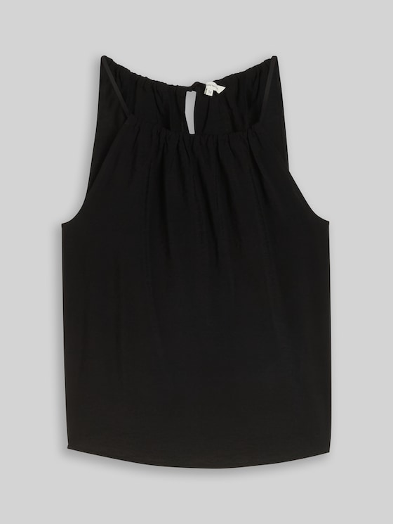 Blouse top with gathers - deep black