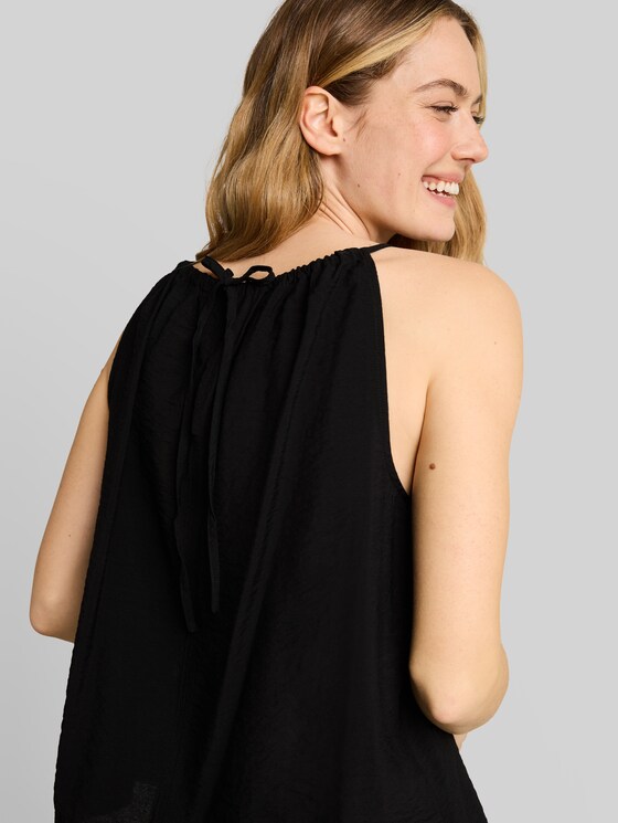Blouse top with gathers - deep black
