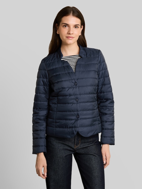 Lightweight quilted jacket with button placket - sky captain blue