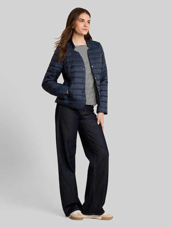 Lightweight quilted jacket with button placket - sky captain blue