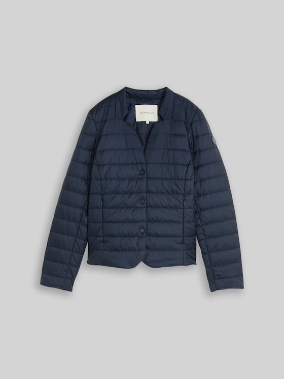 Lightweight quilted jacket with button placket - sky captain blue