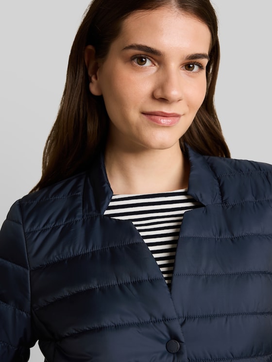 Lightweight quilted jacket with button placket - sky captain blue