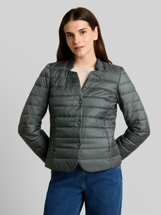 Lightweight quilted jacket with button placket - Darkest Olive