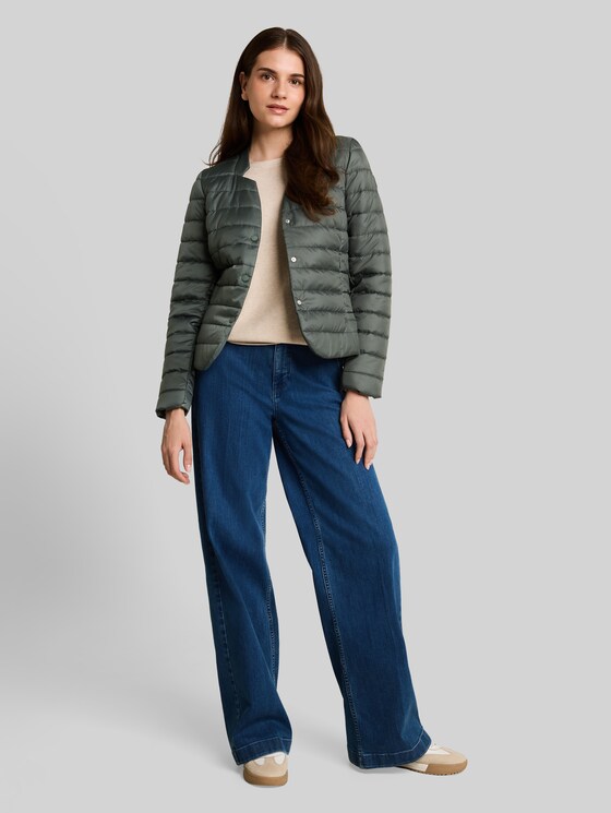 Lightweight quilted jacket with button placket - Darkest Olive