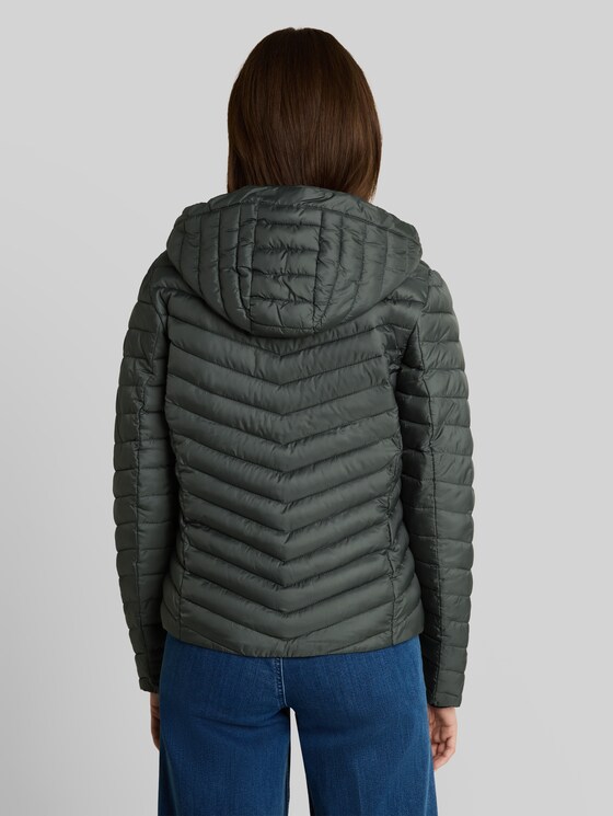 Lightweight quilted jacket with hood - Darkest Olive
