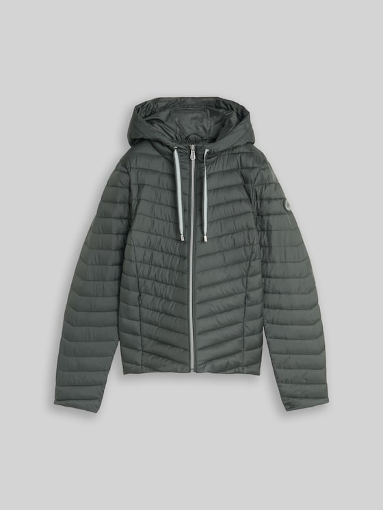 Lightweight quilted jacket with hood - Darkest Olive