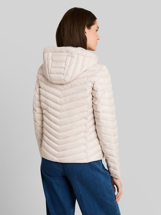 Lightweight quilted jacket with hood - cold beige