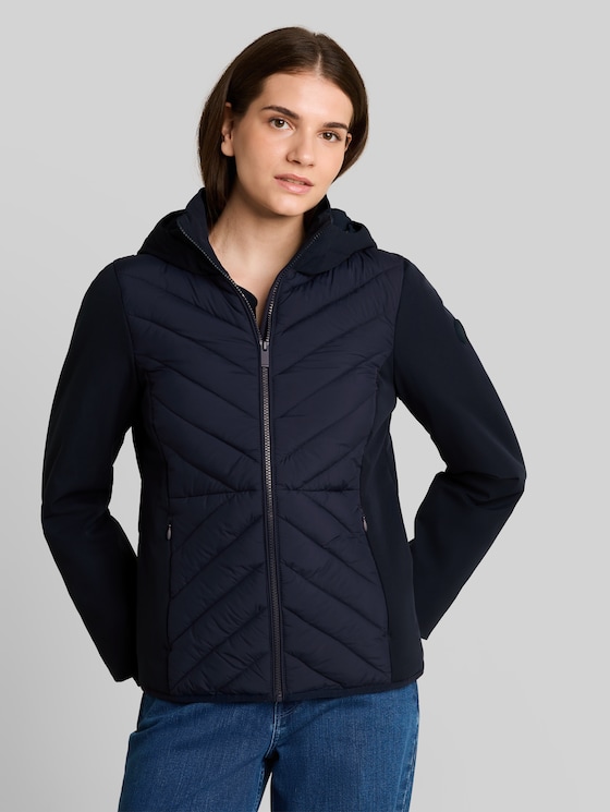 Hybrid quilted jacket with hood - sky captain blue