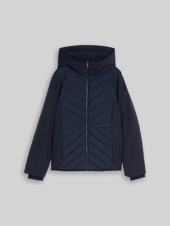 Hybrid quilted jacket with hood - sky captain blue