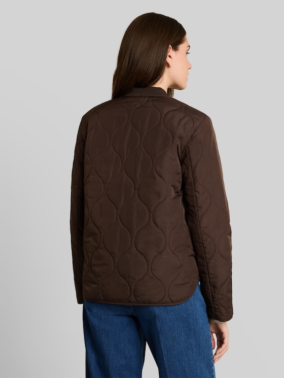 Quilted jacket with bomber collar - java dark brown