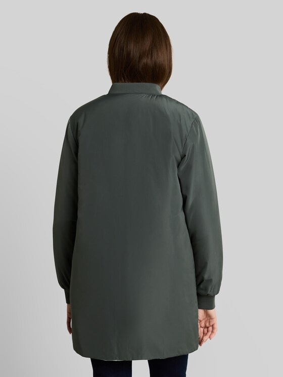 2-in-1 reversible jacket with bomber collar - Darkest Olive