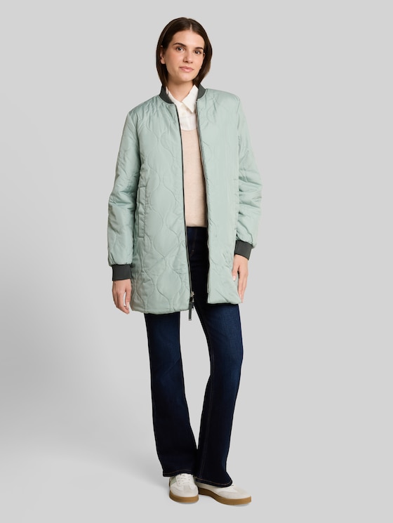 2-in-1 reversible jacket with bomber collar - Darkest Olive