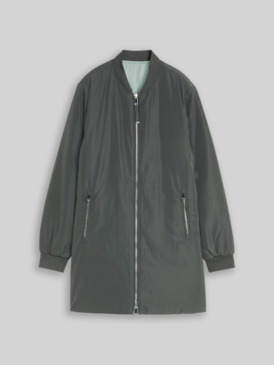 2-in-1 reversible jacket with bomber collar - Darkest Olive