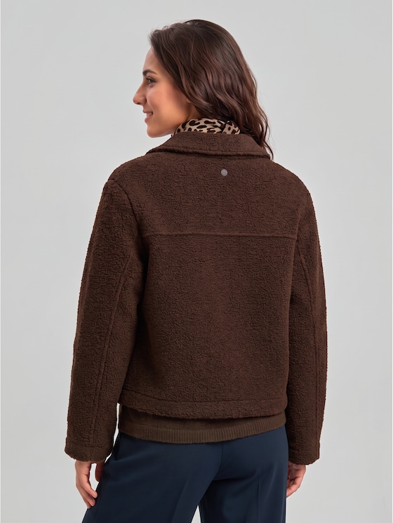 Bouclé jacket with pockets - java dark brown