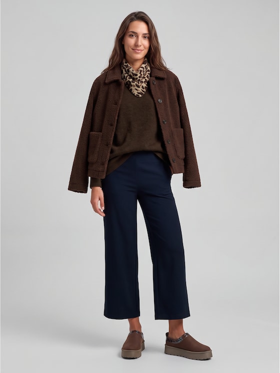Bouclé jacket with pockets - java dark brown