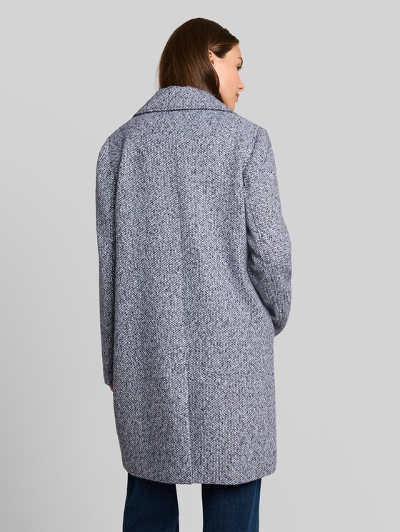 Bouclé coat with lapel collar - blue boucle structure
