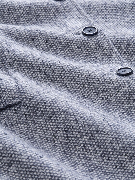 Bouclé coat with lapel collar - blue boucle structure