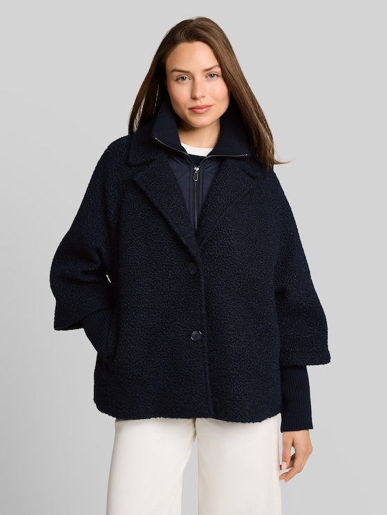Cosy cape jacket in a 2-in-1 style - sky captain blue
