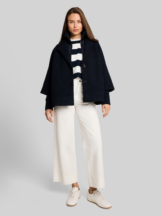 Cosy cape jacket in a 2-in-1 style - sky captain blue