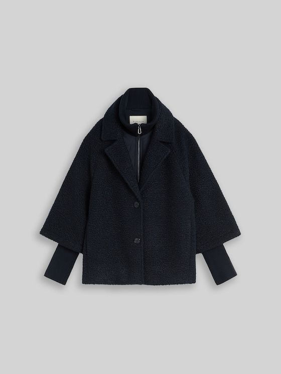 Cosy cape jacket in a 2-in-1 style - sky captain blue