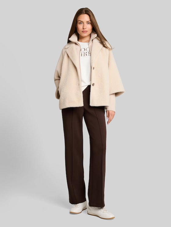 Cosy cape jacket in a 2-in-1 style - cold beige