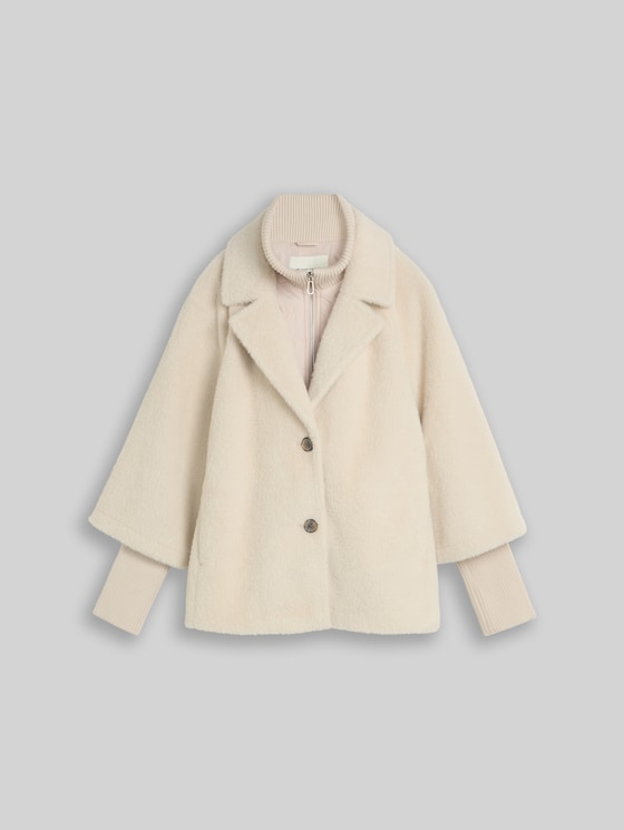 Cosy cape jacket in a 2-in-1 style - cold beige