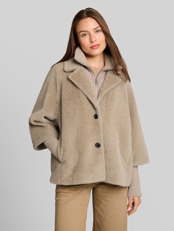 Cosy cape jacket in a 2-in-1 style - soft taupe grey