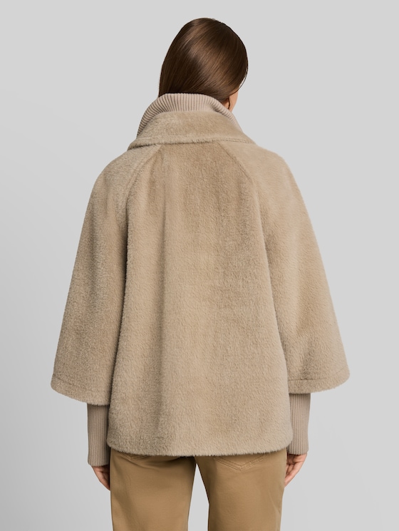 Cosy cape jacket in a 2-in-1 style - soft taupe grey