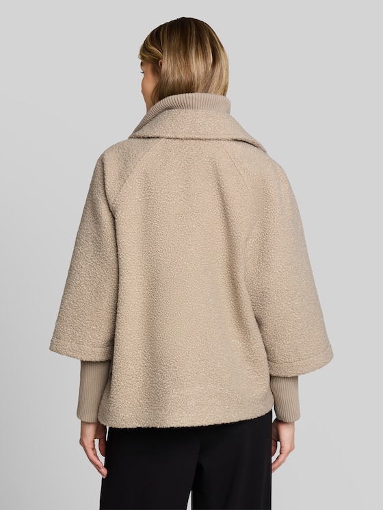 Cosy cape jacket in a 2-in-1 style - soft taupe grey boucle