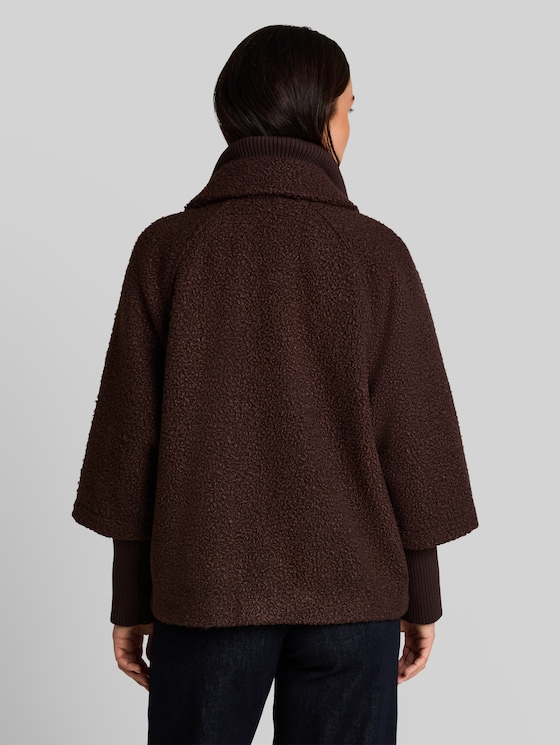 Cosy cape jacket in a 2-in-1 style - java dark brown boucle