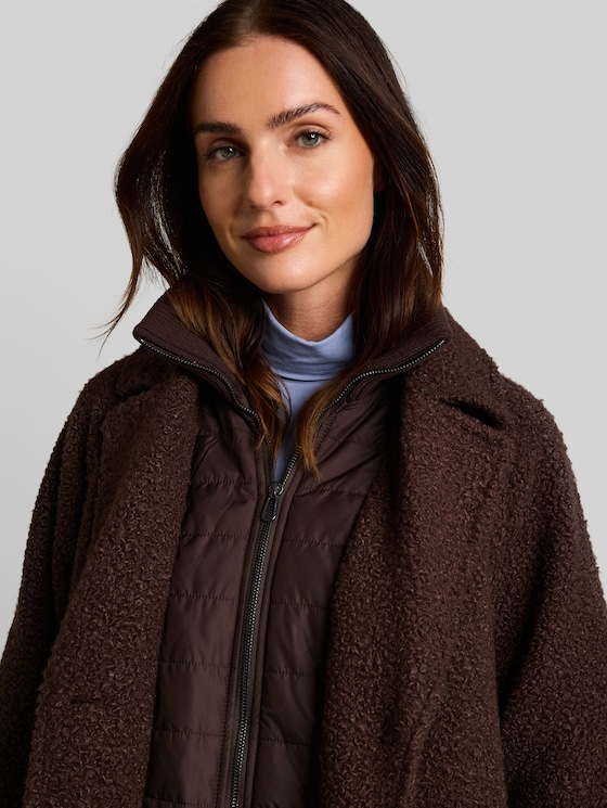Cosy cape jacket in a 2-in-1 style - java dark brown boucle