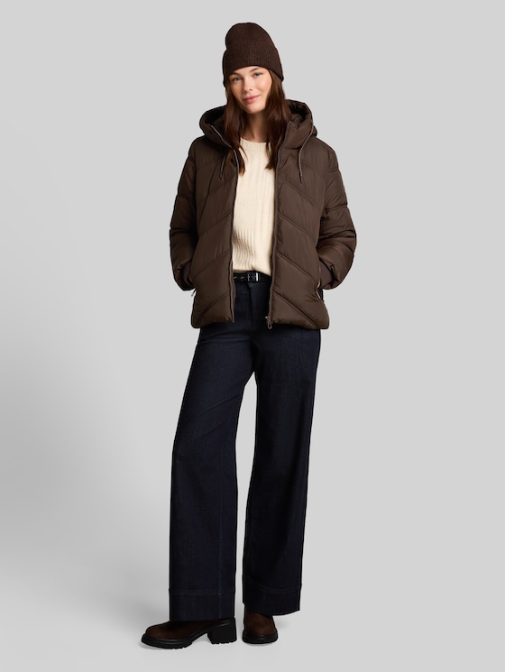 Puffer jacket made from water-repellent fabric - java dark brown