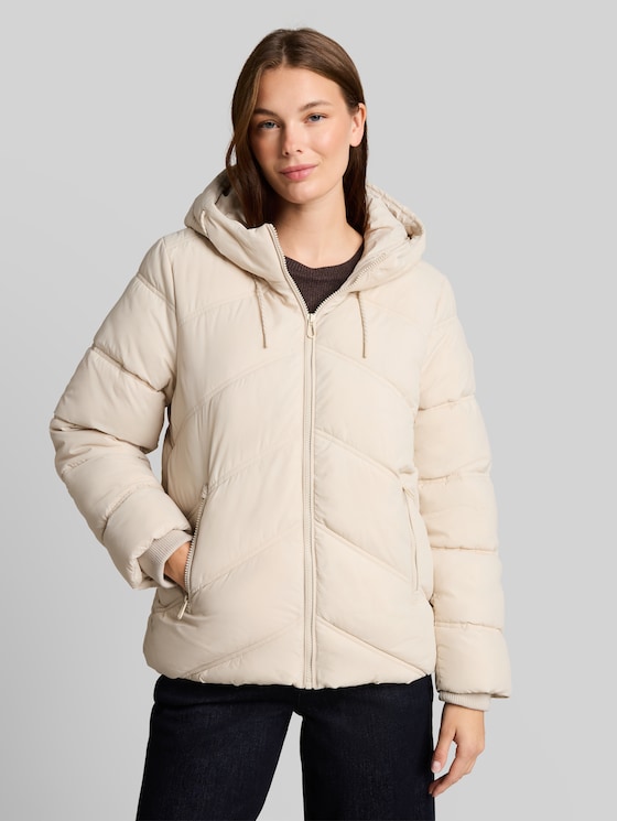 Puffer jacket made from water-repellent fabric - cold beige