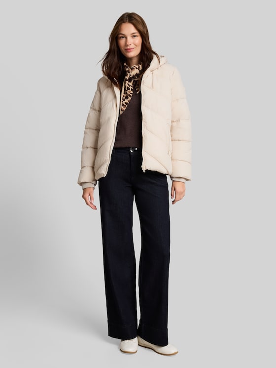 Puffer jacket made from water-repellent fabric - cold beige