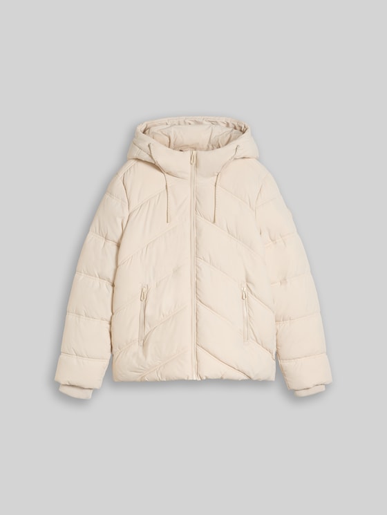 Puffer jacket made from water-repellent fabric - cold beige