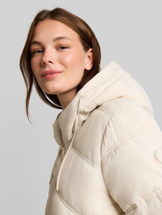 Puffer jacket made from water-repellent fabric - cold beige