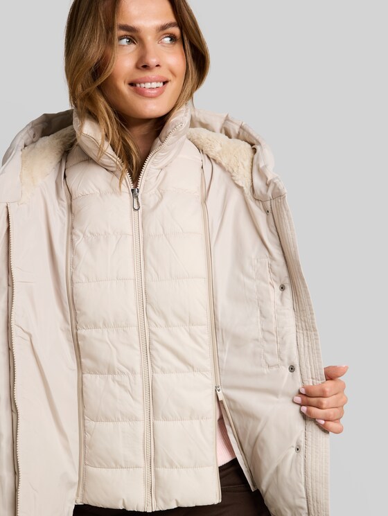 2-in-1 padded jacket with detachable insert - cold beige