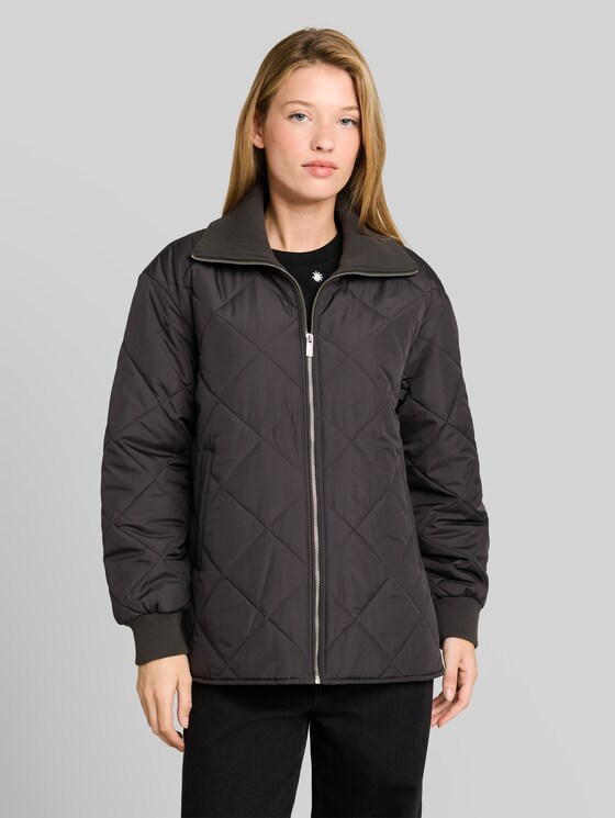Quilted jacket with a stand-up collar - Coal Mine Grey