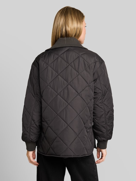 Quilted jacket with a stand-up collar - Coal Mine Grey