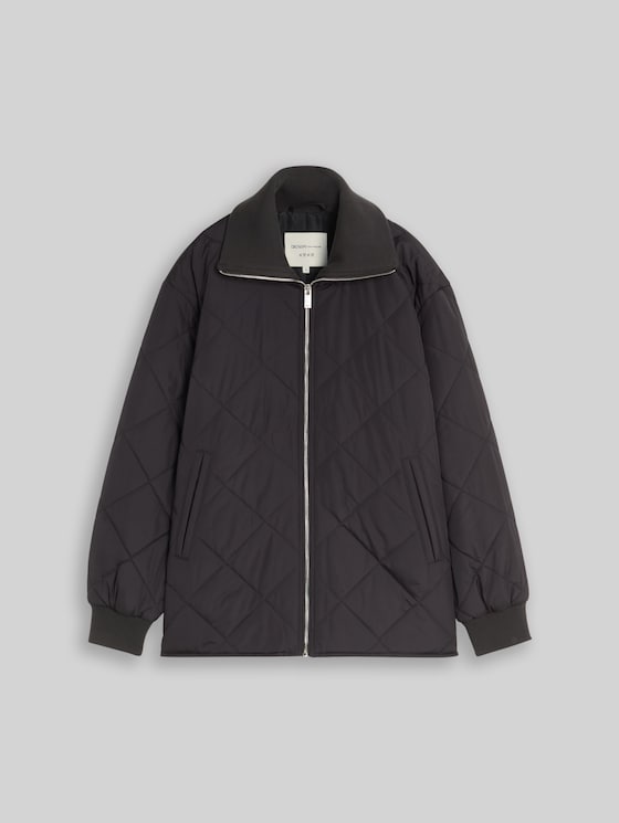 Quilted jacket with a stand-up collar - Coal Mine Grey
