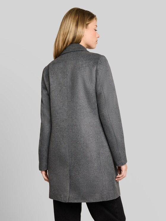 Slim-fit coat with pockets - dark coal grey melange