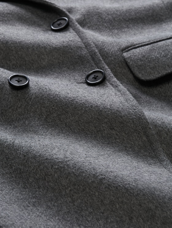 Slim-fit coat with pockets - dark coal grey melange