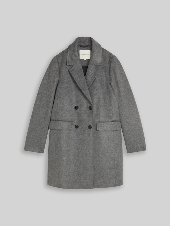 Slim-fit coat with pockets - dark coal grey melange