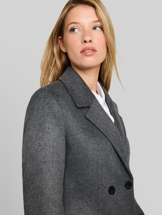 Slim-fit coat with pockets - dark coal grey melange
