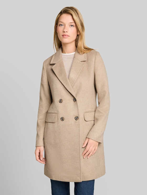Slim-fit coat with pockets - mink beige melange