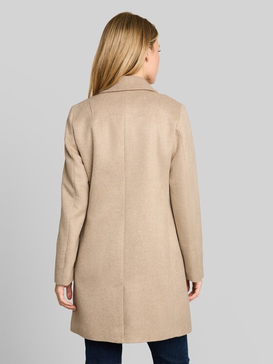 Slim-fit coat with pockets - mink beige melange