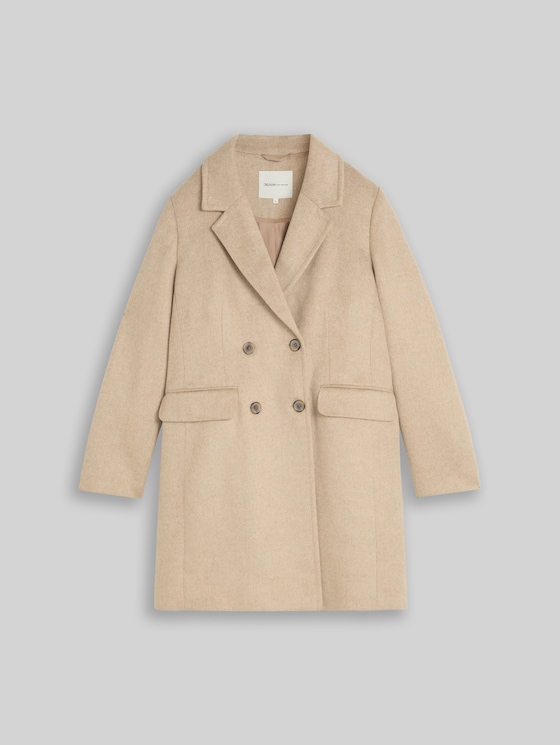 Slim-fit coat with pockets - mink beige melange